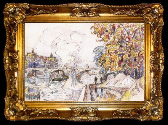 framed  Paul Signac poni royal with the gare d orsay, ta009-2
